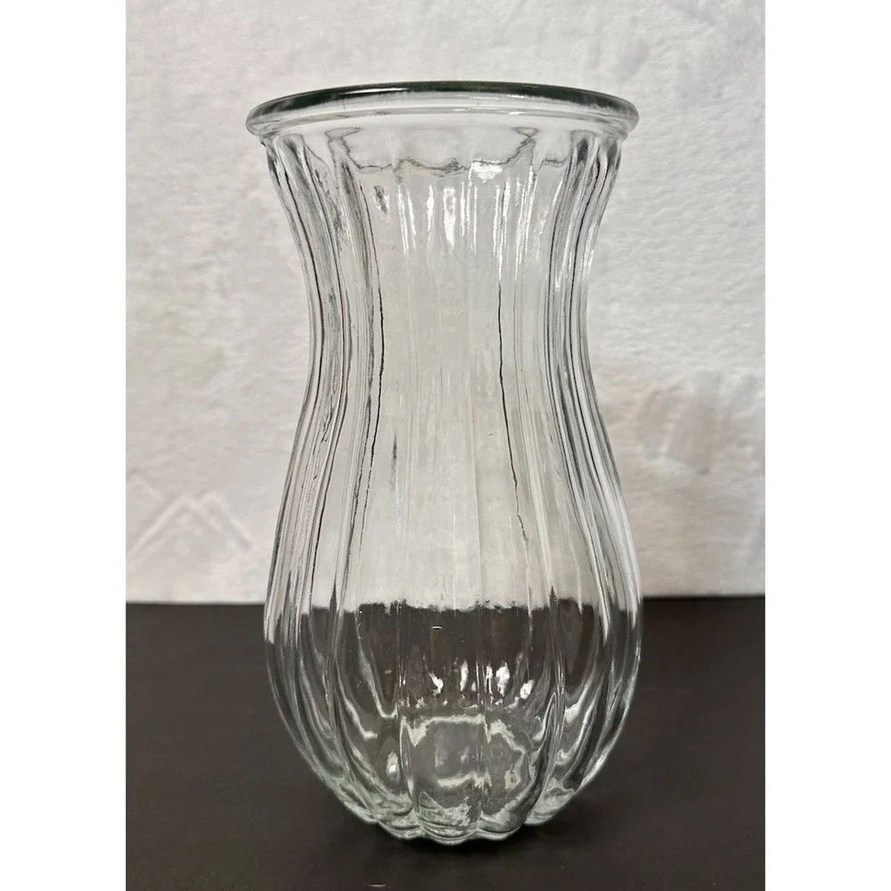 Clear Glass Floral Flower Vase  